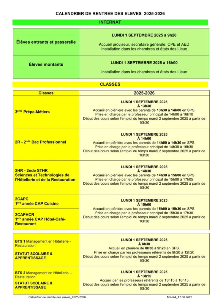 Rentree 2025 dates et horaires1 Grand